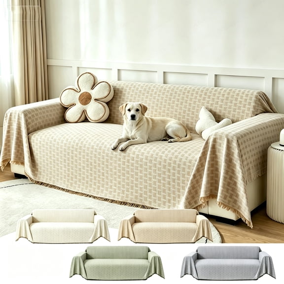 Hyknon Oversized Couch Cover Non-Slip Reversible Sofa Cover， Waterproof Couch Covers Blanket， Washable Sofa Slipcover， Pet Friendly Furniture Protector Covers for Cats Dogs Living Room