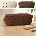 thumbnail image 1 of Hyknon Pencil Pouch Bag, Large Capacity Polka Dot Pencil Case, Minimalist Retro Zipper Pen Pouch, Portable Soft Stationery Bag, Multi-Functional Makeup Bag for Cosmetics Daily Campus Office, Coffee, 1 of 7