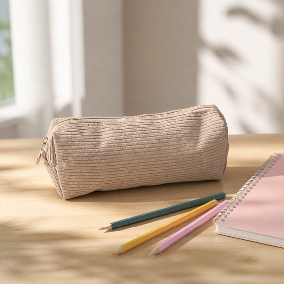 Hyknon Pencil Pouch Bag, Large Capacity Polka Dot Pencil Case, Minimalist Retro Zipper Pen Pouch, Portable Soft Stationery Bag, Multi-Functional Makeup Bag for Cosmetics Daily Campus Office, Gray