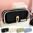 thumbnail image 1 of Hyknon Pencil Pouch Bag, Multi-Layer Pencil Cases with Button Flap, Large Capacity Double Zipper Stationery Pouch, Minimalist Solid Color Portable Pen Bag for Office Daily Campus Learning, Black, 1 of 7