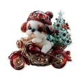 thumbnail image 1 of Hyknon Pet Christmas Ornaments Christmas Decoration 2D Flat Acrylic Cute Dog Motolcycle with Xmas Tree Shatterproof Lightweight Hanging Pendants for Christmas Tree Home Party, 1 of 5