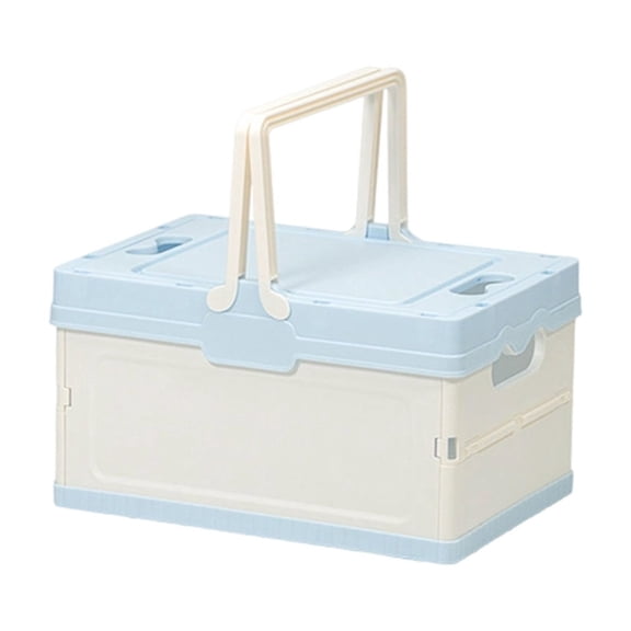 Hyknon Plastic Storage Bin with Lid & Handle Stackable Portable Storage Organizer Basket Compact Collapsible Container Box for Camping Picnic Beach Home