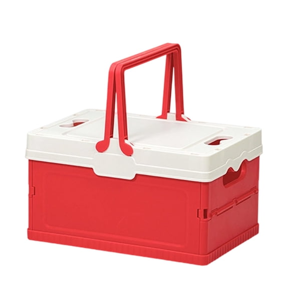 Hyknon Plastic Storage Bin with Lid & Handle Stackable Portable Storage Organizer Basket Compact Collapsible Container Box for Camping Picnic Beach Home