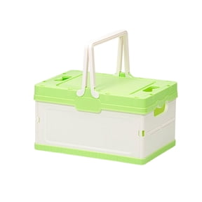Hyknon Plastic Storage Bin with Lid & Handle Stackable Portable Storage Organizer Basket Compact Collapsible Container Box for Camping Picnic Beach Home