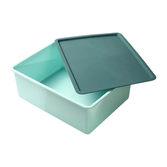 Hyknon Plastic Storage Bins with Lids Stackable Portable Storage Box Lightweight Blue Organizer Container for Closet Bathroom Bedroom