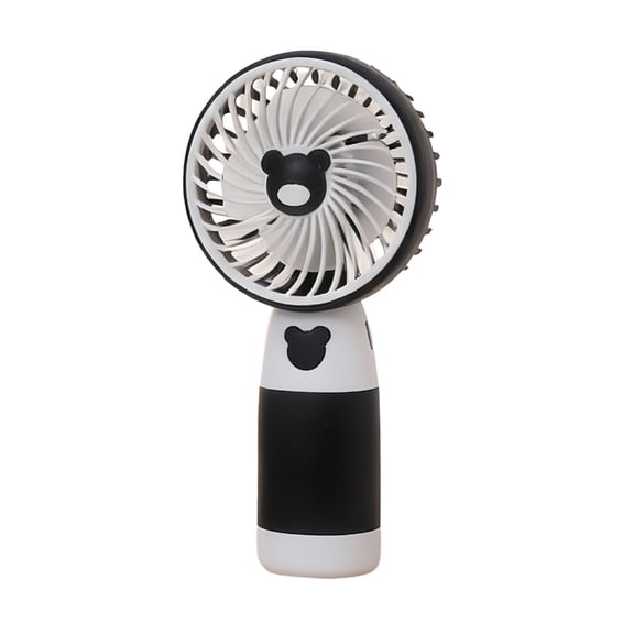 Hyknon Portable Handheld Mini Fan, Cute Powerful Fan with Bear Button, USB Rechargeable Personal Fan with Base, Pocket Lightweight Fan for Women Travel Summer Outdoor Office Home Desk Decor, Black