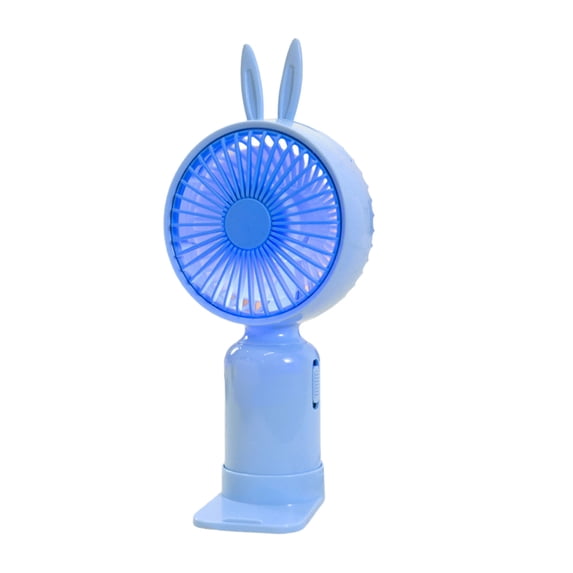 Hyknon Portable Handheld Mini Fan, Cute Powerful Fan with Rabbit Shaped, USB Rechargeable Personal Fan with Base, Pocket Lightweight Fan for Women Travel Outdoor Office Home Desk Decor, Blue