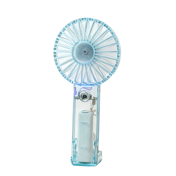 Hyknon Portable Handheld Mini Fan, Simple Powerful Fan with Foldable Base, Transparency USB Rechargeable Personal Fan, Pocket Fan for Women Travel Summer Outdoor Office Desk Decor, Blue