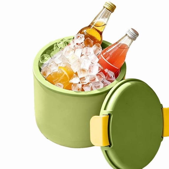 Hyknon Portable Ice Bucket with Lid & Handle Insulated Large Capacity Ice Container Plastic Airtight Freezer Buckets for Parties Outdoor Cocktail Champagne Wine, Green
