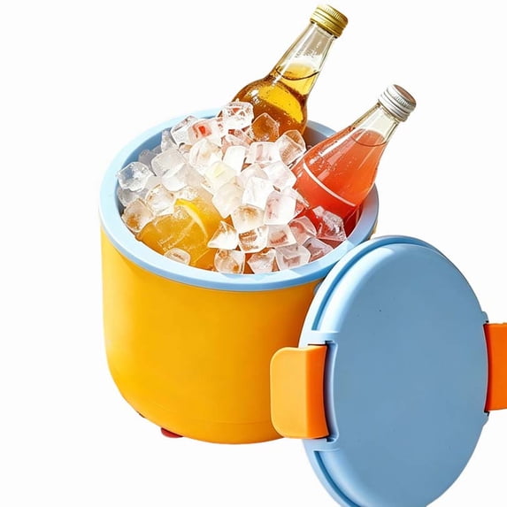 Hyknon Portable Ice Bucket with Lid & Handle Insulated Large Capacity Ice Container Plastic Airtight Freezer Buckets for Parties Outdoor Cocktail Champagne Wine, Yellow