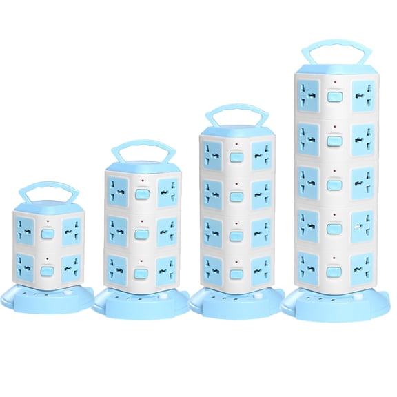 Hyknon Power Strip Tower with Multiple Outlets, Fast Charging Station with Handle Surge, Protector Tower 6.6ft Extension Cord with 20 Outlets 3 USB Ports for Home Office Dorm Room, Blue
