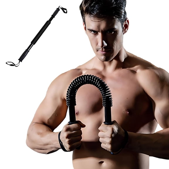 Hyknon Power Twister Flex Bar, Upper Body Expander Equipment, Adjustable Spring Arm Strength Bar, Arm Chest Expansion Device, Strengthening Workout Equipment for Shoulder Forearm Bicep (Black A)