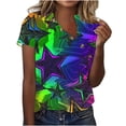 thumbnail image 1 of Hyknon Pride Shirt for Women Summer Fashion Short Sleeved V-neck Buttons LGBT Blouses Casual Tie-dye Printed Loose Fit Inspirational Equality Tops, S-5XL, 1 of 5