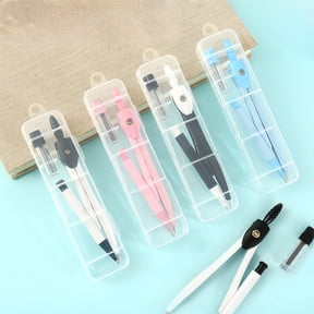 Hyknon Professional Compass for Geometry Set, Portable Metal Compasses with Replaceable Ink Cartridge, Portable Lightweight Circle Drafting Tool with Special Plastic Box, White