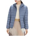 thumbnail image 1 of Hyknon Puffer Jacket Womens 2025 Winter Warm Fashion Basic Solid Color Long Sleeve Hooded Down Jacket with Pockets Casual Loose Fitting Versatile Puffer Jacket, 1 of 5