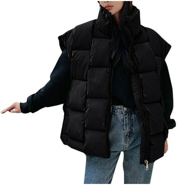 Hyknon Puffer Vest for Women 2025 New Fashion Lightweight Solid Color Temperament Jacket Casual Loose Plus Size Sleeveless Down Jacket with Pockets