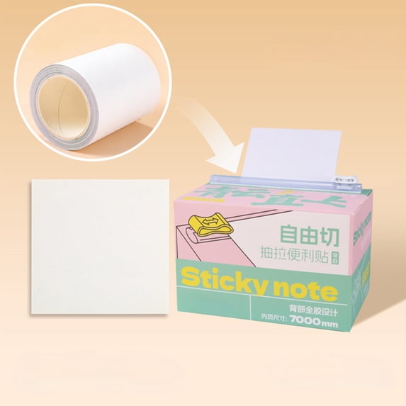 Hyknon Pull-Out Sticky Notes, 27.56 Inch Free-Cut Self-Sticky Memo Rolls, Full-Back Adhesive Note Tapes, Blank Grid & Lined Note Strips, Reminder Labels for Office Home Planner Organization (A)