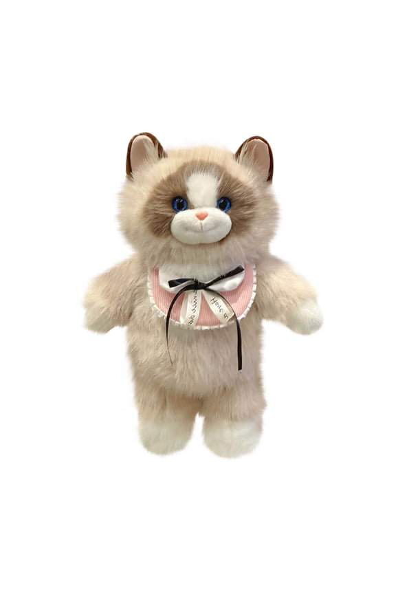 Realistic Cat Shaped Backpack, Cute plush Backpack Toy, Handcrafted Stuffed Bag with Adjustable Shoulder Crossbody Backpack Straps, Multiple Fashion Animal Cat Backpack for Women Gift, Brown