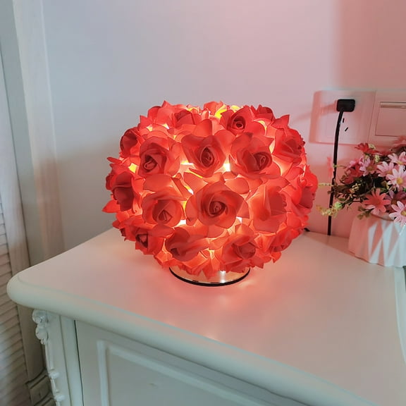 Hyknon Rose Flower Table Lamp Desk Lamp Crystal Romantic LED Dimmable Flower Lamp Soft Nightstand Desk Light for Bedroom Living Room Decor Valentine Birthday Gift for Her