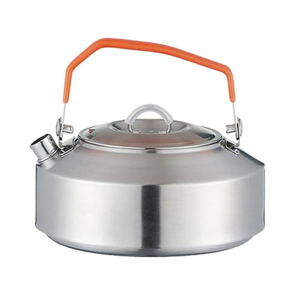 Hyknon Small Camping Tea Kettle Portable Stainless Steel Fast Boiling Water Kettle with Heat-Resistant Handle Compact Lightweight Tea & Coffee Pot for Stovetop Outdoor Travel Hiking, Silver