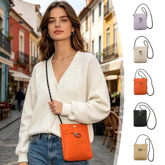 Hyknon Small Crossbody Bags for Women, Solid Color Lightweight Sling Bag with Pocket, Designer Casual Cell Phone Bag Wallet Purses, Drawstring Daily Handbag for Commute Travel Shopping Outing, Khaki