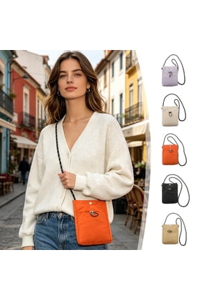 Small Crossbody Bags for Women, Solid Color Lightweight Sling Bag with Pocket, Designer Casual Cell Phone Bag Wallet Purses, Drawstring Daily Handbag for Commute Travel Shopping Outing, Purple