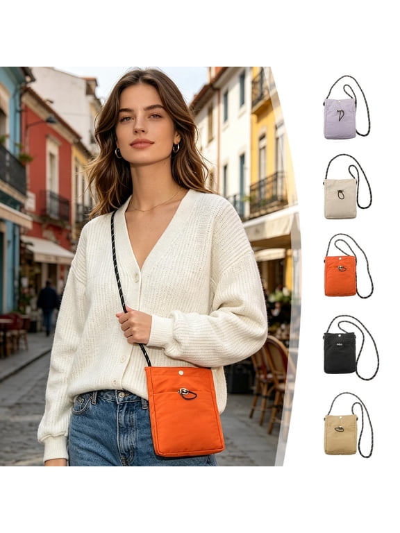 Small Crossbody Bags for Women, Solid Color Lightweight Sling Bag with Pocket, Designer Casual Cell Phone Bag Wallet Purses, Drawstring Daily Handbag for Commute Travel Shopping Outing, Black