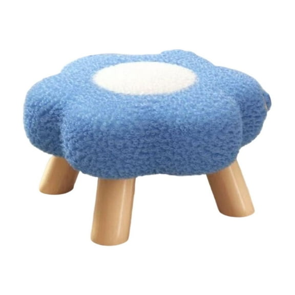 Hyknon Small Foot Stool Step Stool Flower Shaped Fluffy Footstool with Non-Skid Wooden Legs Soft Under Desk Footrest for Living Room, Bedroom