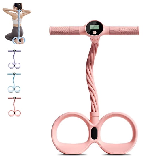 Hyknon Smart Counting Multifunction Tension Rope, 6-Tube Elastic Yoga Pedal Puller Resistance Band, Natural Latex Tension Rope Fitness Equipment for Abdomen Waist Arm Leg Stretching Training, Purple