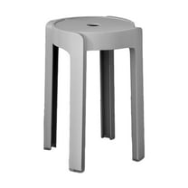 Hyknon Stackable Stool 18.1" Height Round Backless Stool Non-Slip Gray Chair Plastic Seating for Home Kitchen Office