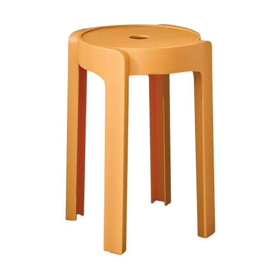 Hyknon Stackable Stool 18.1" Height Round Backless Stool Non-Slip Orange Chair Plastic Seating for Home Kitchen Office