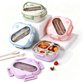 thumbnail image 1 of Hyknon Stainless Steel Bento Box, 3 Compartment Lunch Box with Spoon Fork, Portable Microwave Lunch Case with Handle, Lockable Leakproof Meals Box, Dishwasher Storage Containers for Work Picnic, Blue, 1 of 7