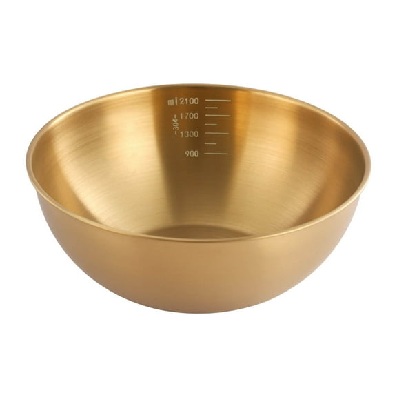 Hyknon Stainless Steel Mixing Bowls Large Unbreakable Salad Bowl with Scale Gold Thinkened Basin Serving Bowls for Restaurant Kitchen Food Prep