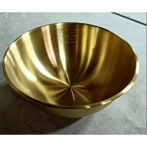 Hyknon Stainless Steel Mixing Bowls Large Unbreakable Salad Bowl with Scale Gold Thinkened Basin Serving Bowls for Restaurant Kitchen Food Prep