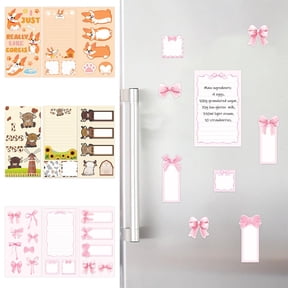 Hyknon Sticky Notes Set, 30 Sheets Cute Animal Bow Violin Memo Pads, Assorted Lined & Blank Self-Adhesive Note Tabs, Novelty Die-Cut Notes, Reminder Labels for Journaling Planner Organization, Beige