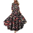 thumbnail image 1 of Hyknon Summer Dresses for Women 2024 Fashion Floral Printed Short Sleeve Round Neck Beach Dresses Temperament Loose Plus Size Flowy Maxi Dresses, 1 of 5
