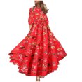 thumbnail image 1 of Hyknon Summer Dresses for Women 2025 Fashion Floral Printed Short Sleeve Round Neck Beach Dresses Temperament Loose Plus Size Flowy Maxi Dresses, 1 of 5