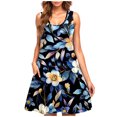 thumbnail image 1 of Hyknon Sundresses for Women 2025 Casual Loose Plus-size Sleeveless Crew Neck Flowy Dresses Summer Fashion Boho Floral Printed A-line Midi Dresses, 1 of 5