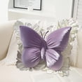 thumbnail image 1 of Hyknon Throw Pillow, Butterflys Throw Pillow 18×16 Inch, Outdoor Indoor Cushion with Lace, Soft Velvet Pillow Modern Cushion, Comfortable Throw Pillow Decor for Sofa Living Room Couch Bed, Purple, 1 of 5