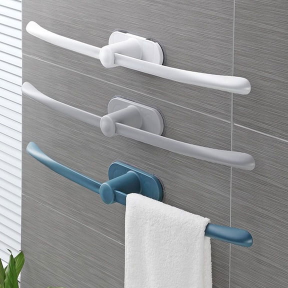 Hyknon Towel Racks for Bathroom Accessories 24" Sturdy Towel Holder Rod with Suction Cup Plastic Gray Towel Bar for Bath Shower Wall Mount