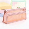 thumbnail image 1 of Hyknon Transparent Mesh Pencil Cases, Portable Large Capacity Stationery Bag with Zipper, Simple Triangular Pencil Case Pouch, Multi-Functional Stationery Pouch for Makeup Office Travel Daily, Pink, 1 of 6
