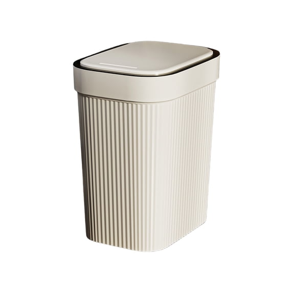 Hyknon Trash Can with Lid Rectangular Plastic Trash Bin for Kitchen Supplies White Garbage Can Waste Storage Containers for Living Room Bathroom Office