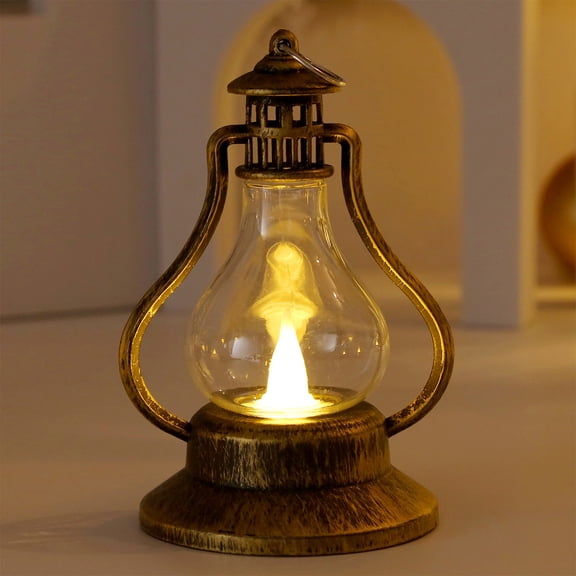 Hyknon Vintage Mini Lantern for Indoor&Outdoor Portable Flameless Camping Lamp Battery Operated Lightweight Night Light Candle Latern for Holiday Wedding