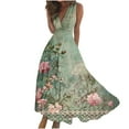 thumbnail image 1 of Hyknon Wedding Guest Dresses for Women Fashion Casual Loose Plus Size Swing Summer Dresses Casual Boho Floral Printed Sleeveless V-Neck Wrapped Chest Cocktail Dresses, 1 of 5