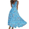 thumbnail image 1 of Hyknon Wedding Guest Dresses for Women Fashion Casual Loose Plus Size Swing Summer Dresses Casual Boho Floral Printed Sleeveless V-Neck Wrapped Chest Cocktail Dresses, 1 of 5