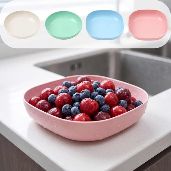 Hyknon Wheat Straw Plates, 5.7" Drop-Resistant Nonslip Dinner Dishes, Lightweight Salad Bowls, Reusable Fruit Plates, Household Table Food Serving Tray for Nut Candy Fruit Dining Table Kitchen Decor
