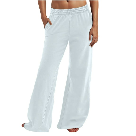 Hyknon Wide Leg Pants Woman 2025 Casual Solid Color Loose Fitting Elastic waist Pants Loose Plus Size Running Sports Pants with Pockets