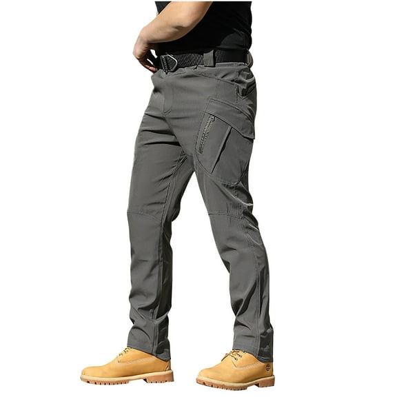 Hyknon Work Pants for Men Lightweight Durable Ripstop Hiking Pants Loose Fit Solod Color Outdoor Stretch Waist Quick Dry Cargo Pants with Pockets
