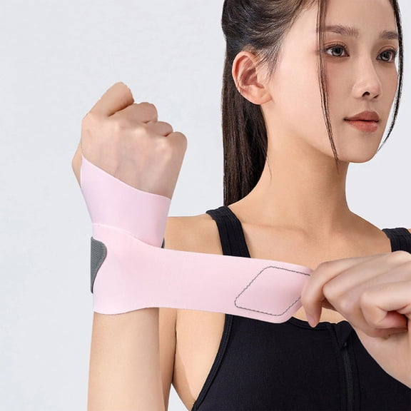 Hyknon Wrist Brace for Women Men, Elastics Wrist Wrap Sprain Tendon Sheath Protector, Breathable Adjustable Wrist Guard Fits Both Hands, Compressions Wrist Band Support for Fitness Gym Workout, Pink