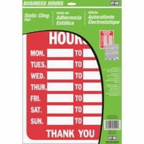 Hyko Prod. Hy-Ko Business Hours Window Cling Sign Kit - Pack of 4 Bulk Trade Pack